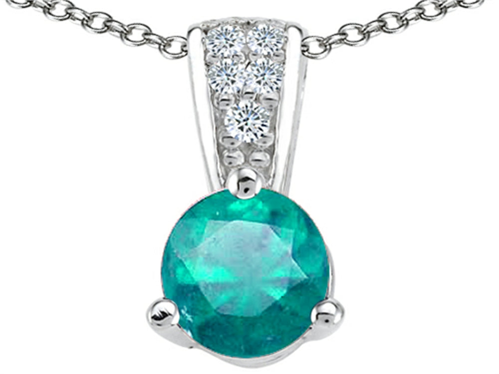 Tommaso Design™ Round 5mm Genuine Emerald Pendant Necklace