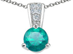 Tommaso Design™ Round 5mm Genuine Emerald Pendant Necklace