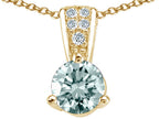 Tommaso Design™ Round 5mm Genuine Aquamarine Pendant Necklace