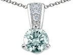 Tommaso Design™ Round 5mm Genuine Aquamarine Pendant Necklace