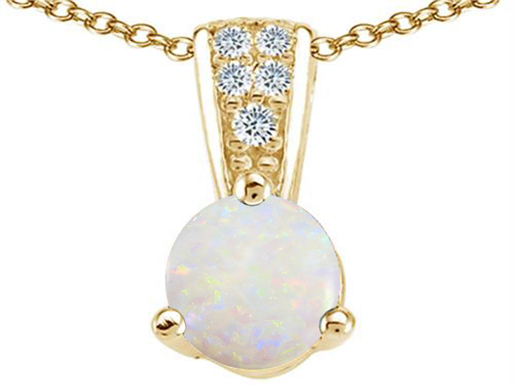 Tommaso Design™ Round 5mm Genuine Opal Pendant Necklace