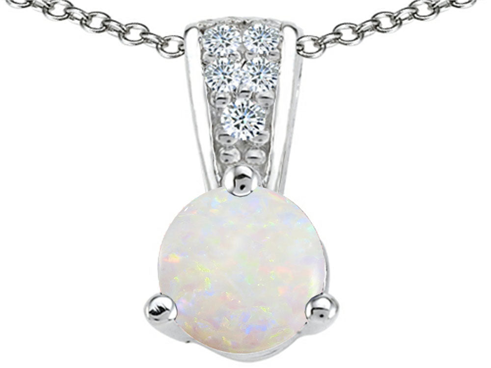 Tommaso Design™ Round 5mm Genuine Opal Pendant Necklace