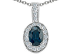 Tommaso Design™ Oval 7x5 mm Genuine Sapphire Pendant Necklace