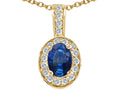 Tommaso Design™ Oval 7x5 mm Genuine Sapphire Pendant Necklace