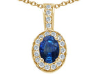 Tommaso Design™ Oval 7x5 mm Genuine Sapphire Pendant Necklace