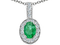 Tommaso Design™ Oval 7x5 mm Genuine Emerald Pendant Necklace