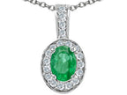 Tommaso Design™ Oval 7x5 mm Genuine Emerald Pendant Necklace