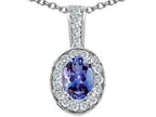 Tommaso Design™ Oval 7x5 mm Genuine Tanzanite Pendant Necklace