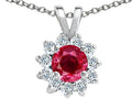 Tommaso Design™ Genuine Round Ruby and Diamond Pendant Necklace