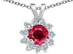 Tommaso Design™ Genuine Round Ruby and Diamond Pendant Necklace