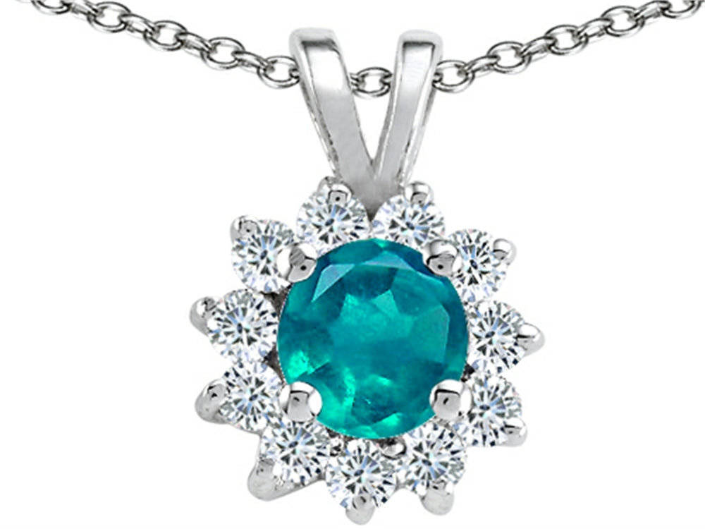 Tommaso Design™ Round Genuine Emerald Pendant Necklace