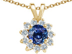 Tommaso Design™ Round Genuine Sapphire Pendant Necklace