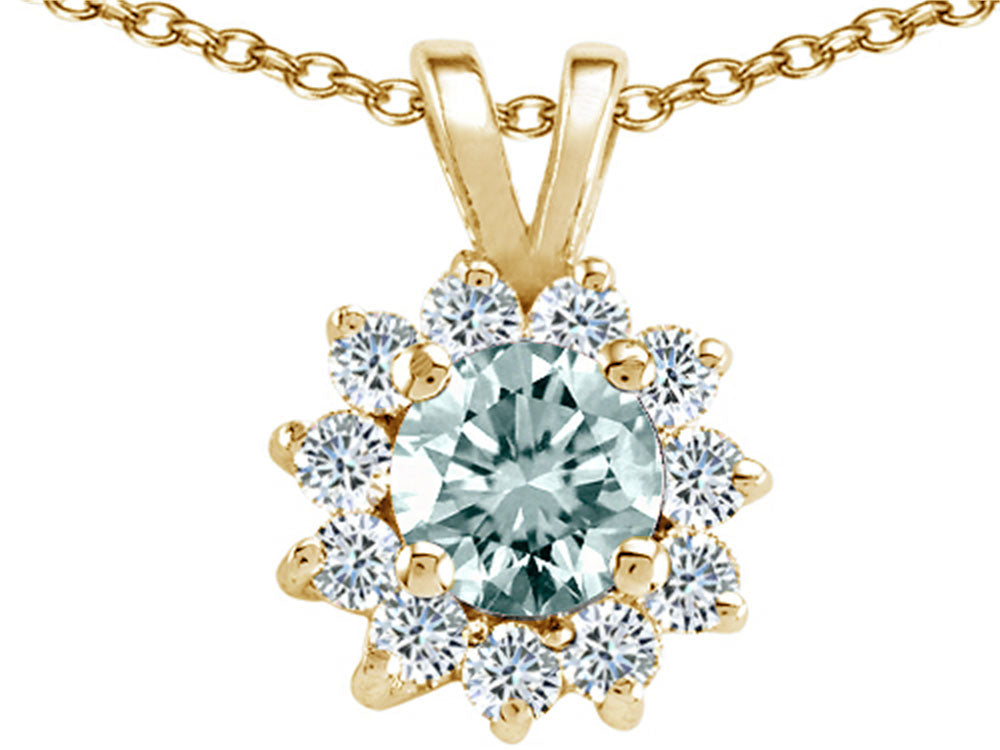 Tommaso Design™ Round Genuine Aquamarine Pendant Necklace