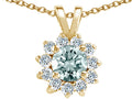 Tommaso Design™ Round Genuine Aquamarine Pendant Necklace
