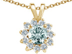 Tommaso Design™ Round Genuine Aquamarine Pendant Necklace