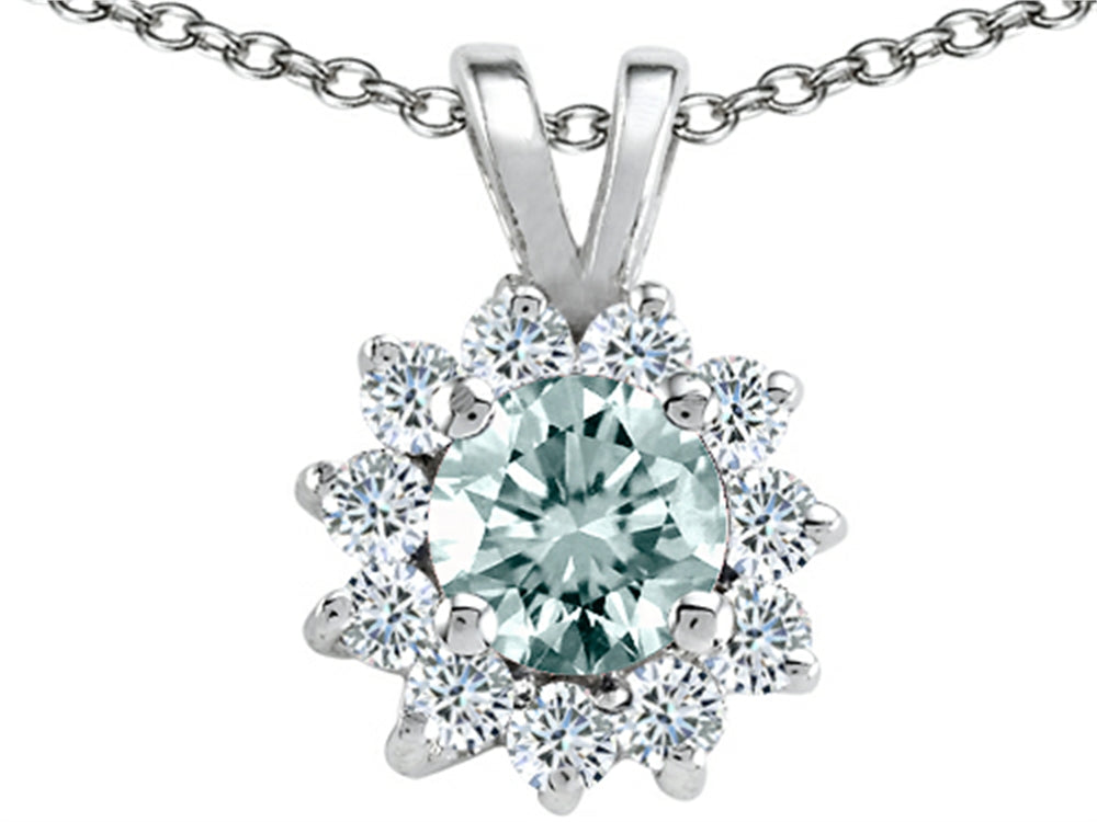 Tommaso Design™ Round Genuine Aquamarine Pendant Necklace