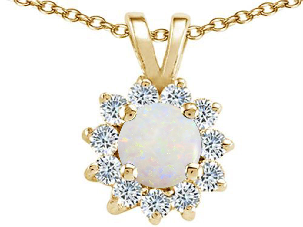 Tommaso Design™ Round Genuine Opal Pendant Necklace