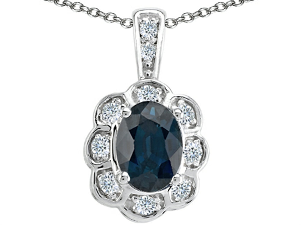 Tommaso Design™ Oval Genuine Sapphire Pendant Necklace