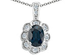 Tommaso Design™ Oval Genuine Sapphire Pendant Necklace