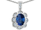 Tommaso Design™ Oval Genuine Sapphire Pendant Necklace