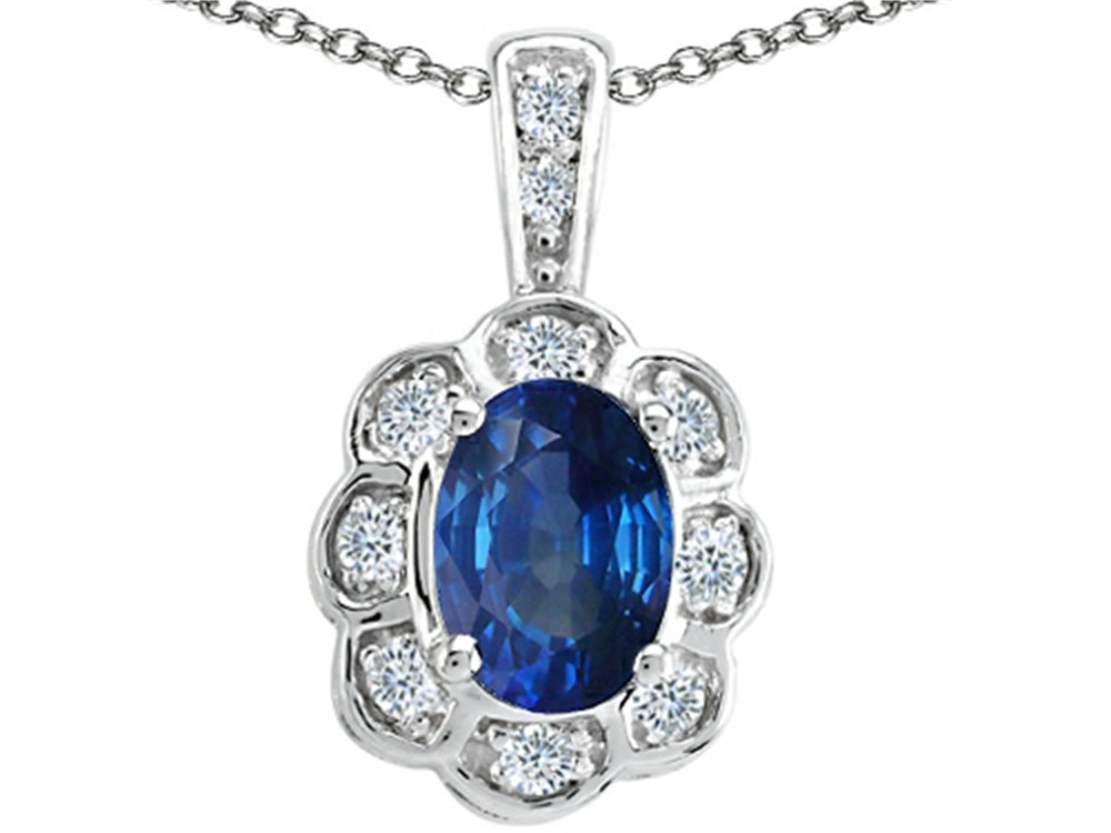 Tommaso Design™ Oval Genuine Sapphire Pendant Necklace