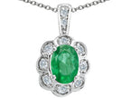 Tommaso Design™ Oval Genuine Emerald Pendant Necklace