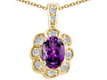 Tommaso Design™ Oval Genuine Amethyst Pendant Necklace