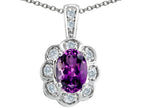 Tommaso Design™ Oval Genuine Amethyst Pendant Necklace