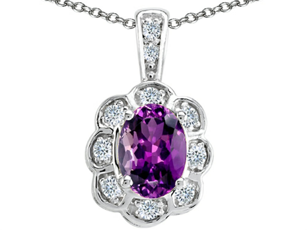 Tommaso Design™ Oval Genuine Amethyst Pendant Necklace