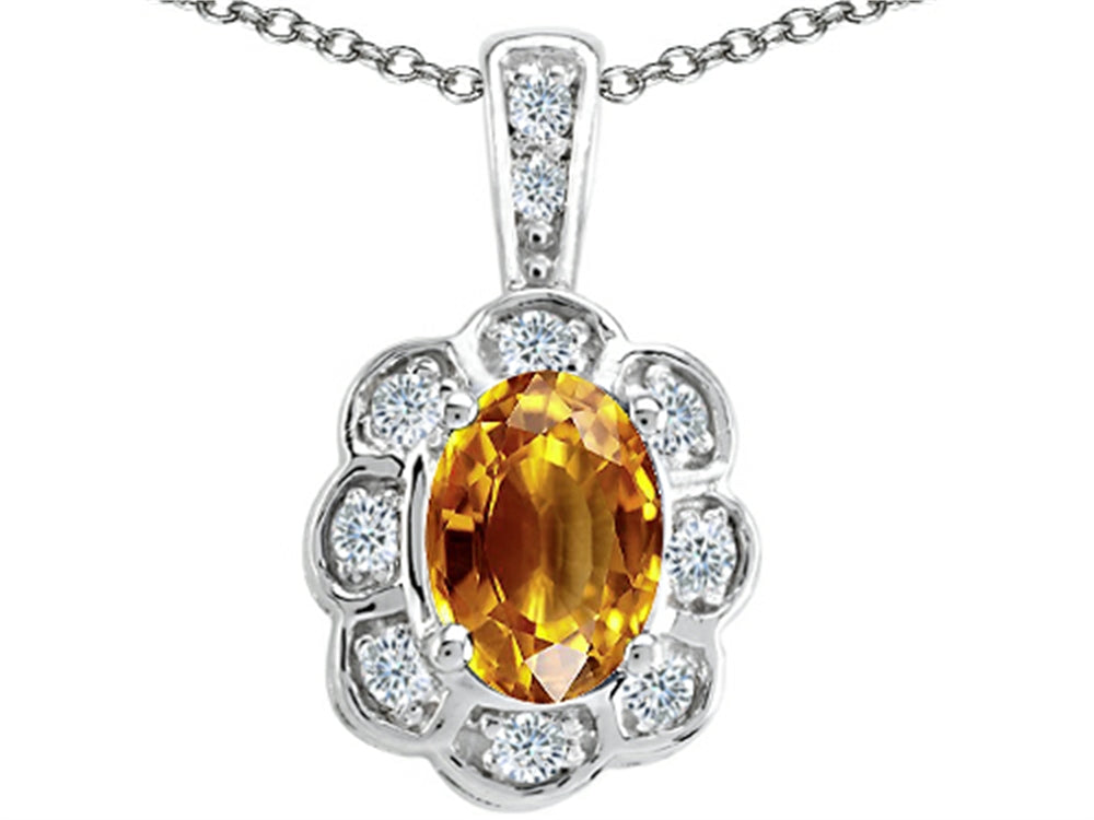 Tommaso Design™ Oval Genuine Citrine Pendant Necklace