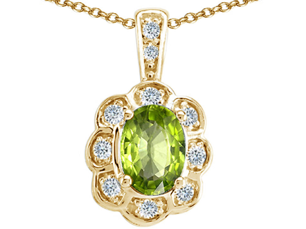 Tommaso Design™ Oval Genuine Peridot Pendant Necklace