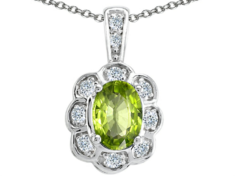 Tommaso Design™ Oval Genuine Peridot Pendant Necklace