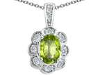 Tommaso Design™ Oval Genuine Peridot Pendant Necklace