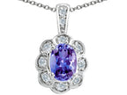 Tommaso Design™ Oval Genuine Tanzanite Pendant Necklace