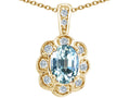 Tommaso Design™ Oval Genuine Aquamarine Pendant Necklace