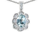 Tommaso Design™ Oval Genuine Aquamarine Pendant Necklace