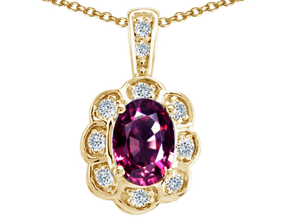 Tommaso Design™ Oval Genuine Rhodolite Pendant Necklace