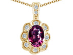 Tommaso Design™ Oval Genuine Rhodolite Pendant Necklace
