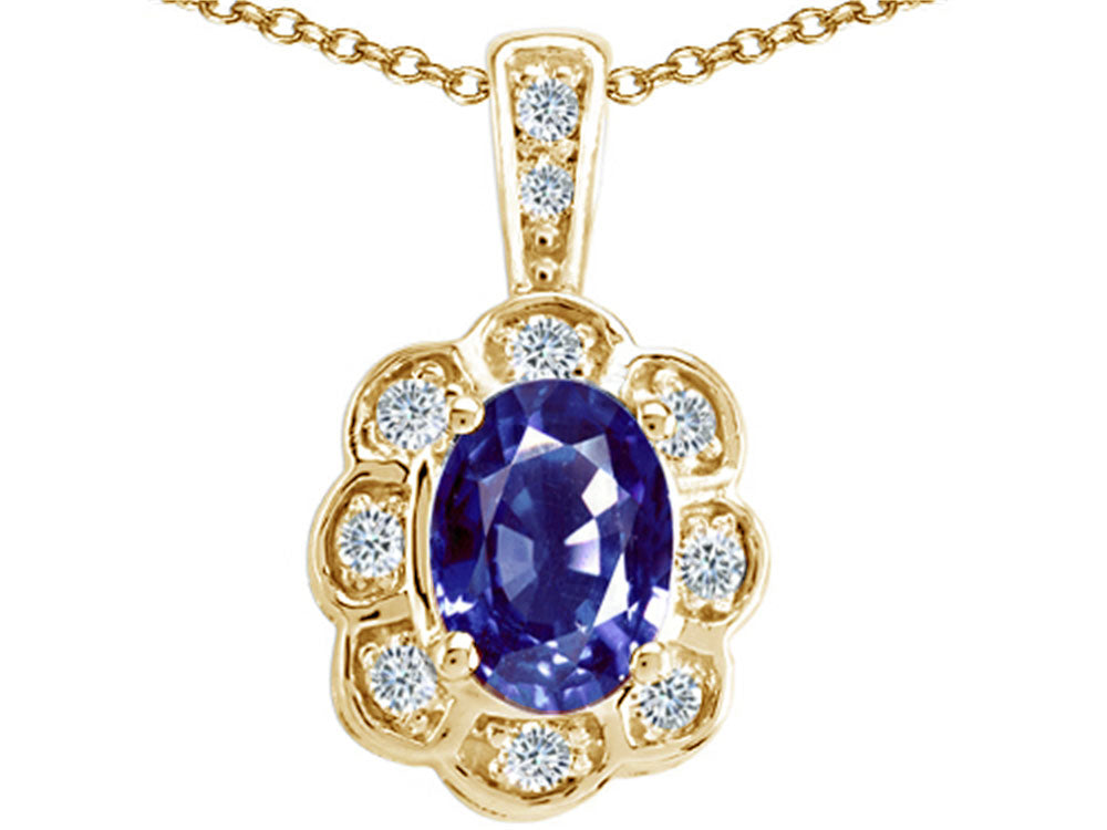 Tommaso Design™ Oval Genuine Iolite Pendant Necklace