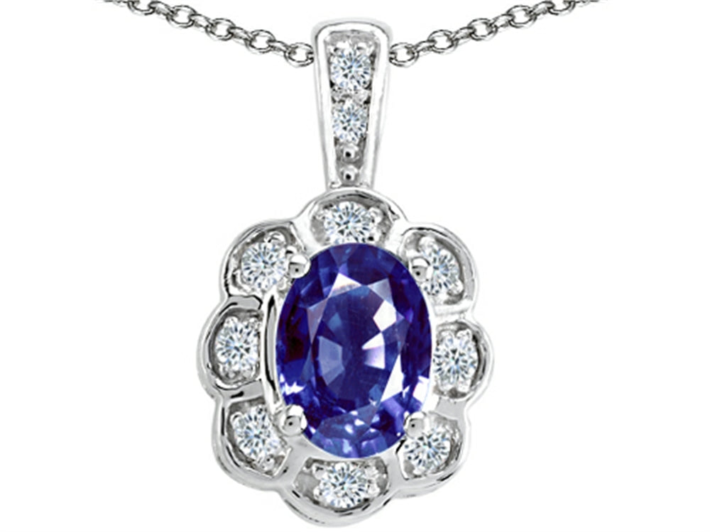 Tommaso Design™ Oval Genuine Iolite Pendant Necklace