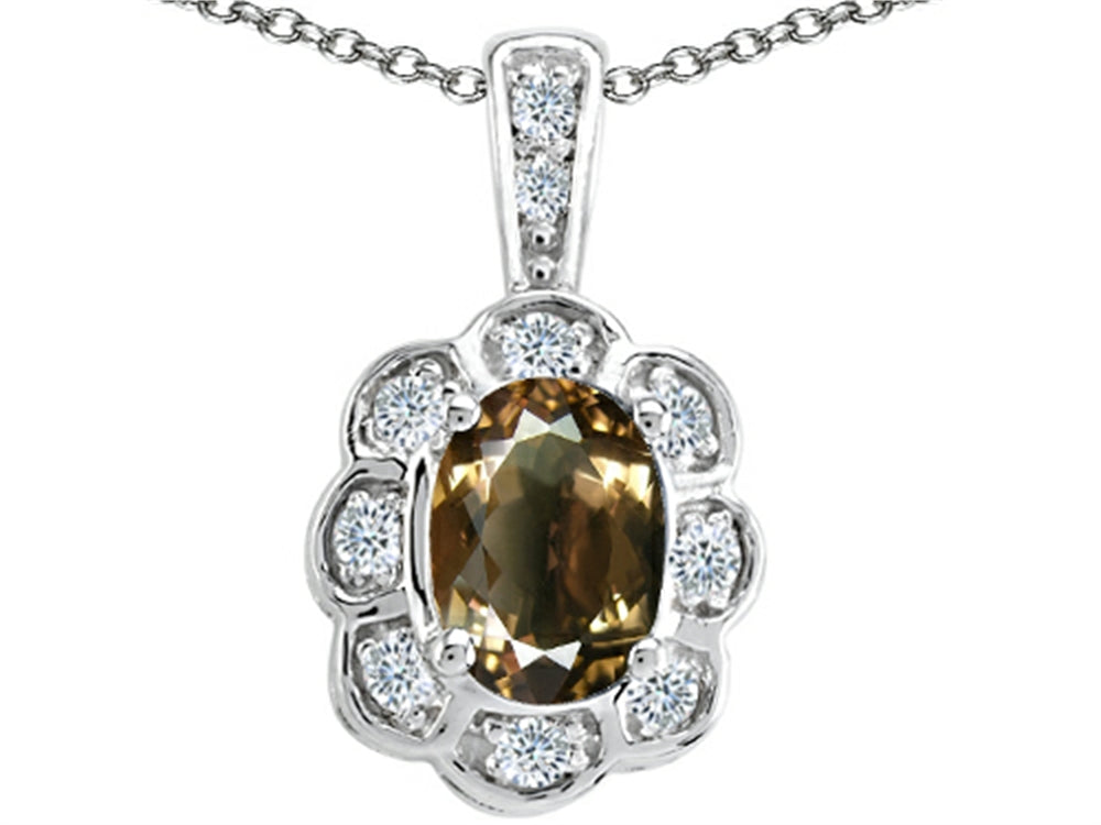 Tommaso Design™ Oval Genuine Smoky Quartz Pendant Necklace