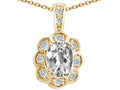 Tommaso Design™ Oval Genuine White Topaz Pendant Necklace