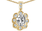 Tommaso Design™ Oval Genuine White Topaz Pendant Necklace