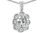 Tommaso Design™ Oval Genuine White Topaz Pendant Necklace