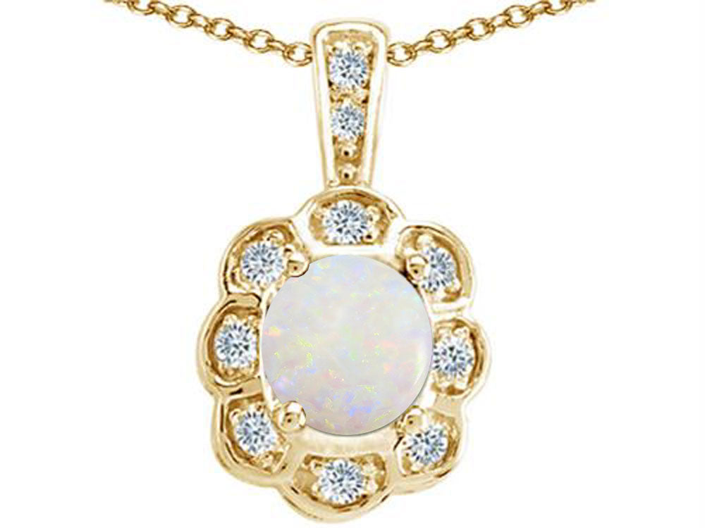 Tommaso Design™ Round Genuine Opal Pendant Necklace