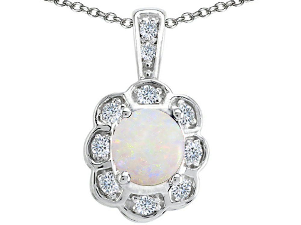 Tommaso Design™ Round Genuine Opal Pendant Necklace