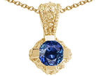 Tommaso Design™ Round Genuine Sapphire Pendant Necklace