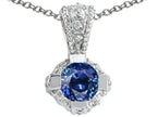 Tommaso Design™ Round Genuine Sapphire Pendant Necklace