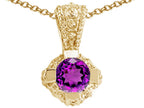 Tommaso Design™ Round Genuine Amethyst Pendant Necklace