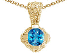 Tommaso Design™ Round Genuine Blue Topaz Pendant Necklace